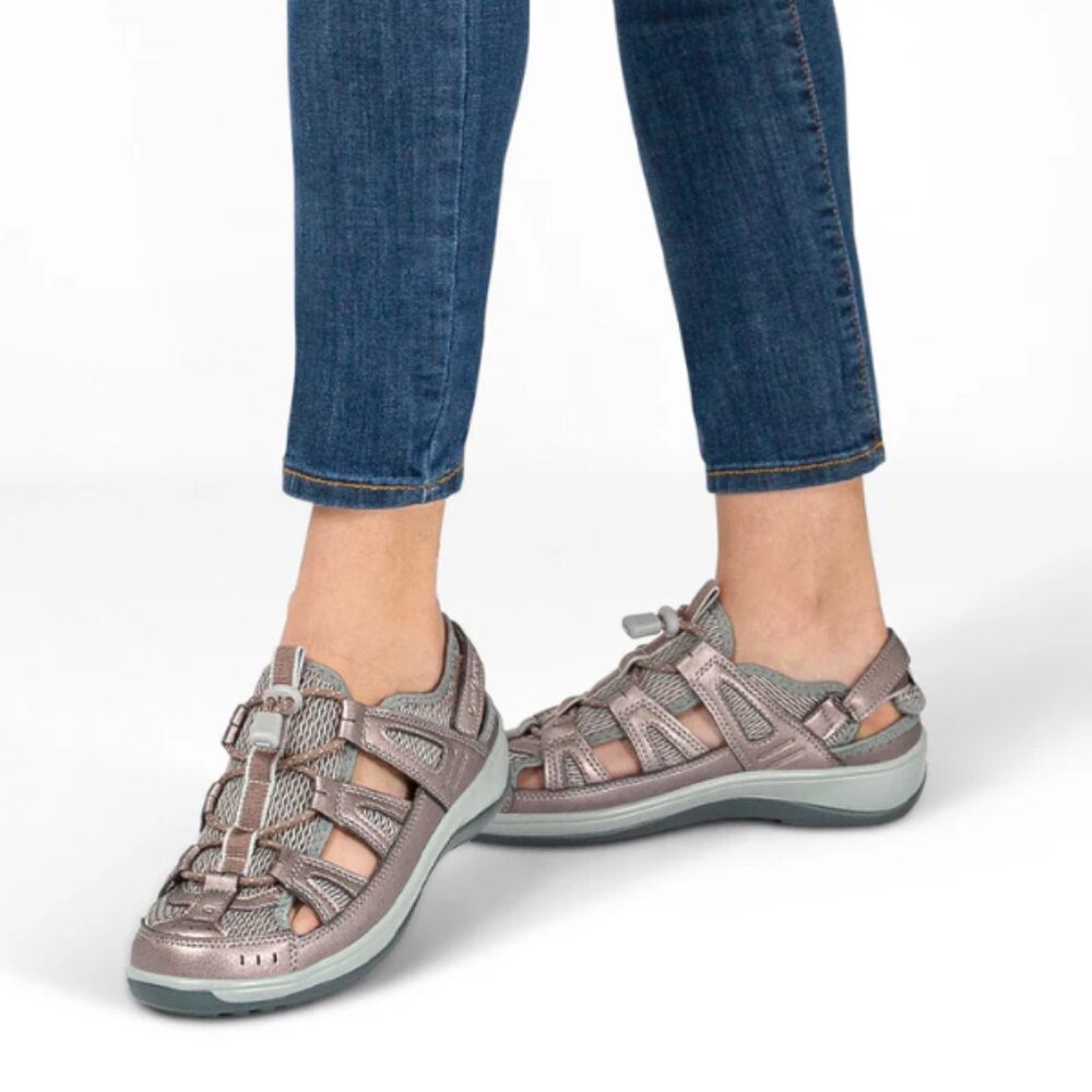 Orthofeet Verona Closed-Toe Sandal, Pewter